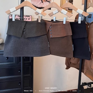 3色/ボタンリブ切替ミニスカート ・74986 3色/ボタンリブ切替ミニスカート ・74986