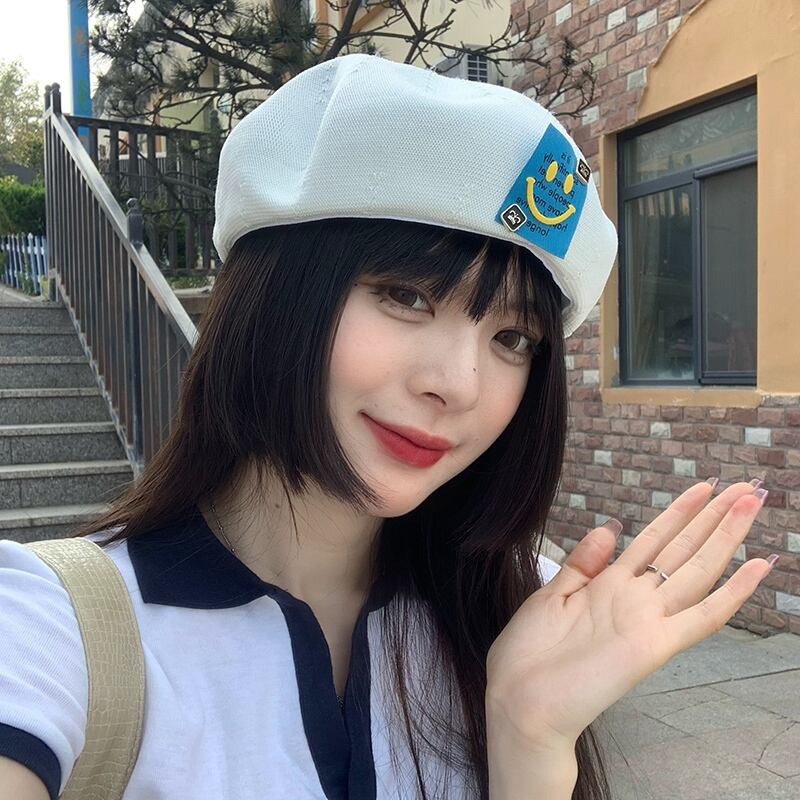 ホワイトスプリングオータム薄手 帽子 春物 秋物 ベレット ヘアアクセサリー ブラック・アイド・ピーズ89835947069