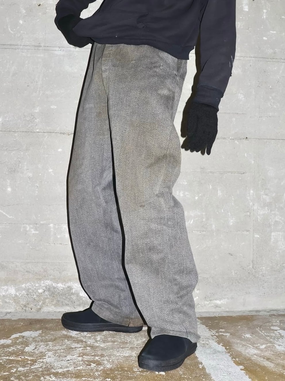 Special グレーシャンブレー 50s vintage 黒シャン ごま塩 50s CANT-TEAR-EM ブラックシャンブレーパンツ W42程 ごま塩 黒シャン