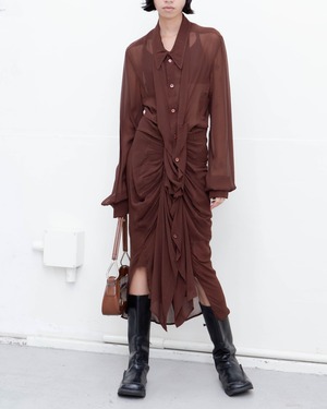 early2000s Jean Paul Gaultier - draping sheer shirt dress