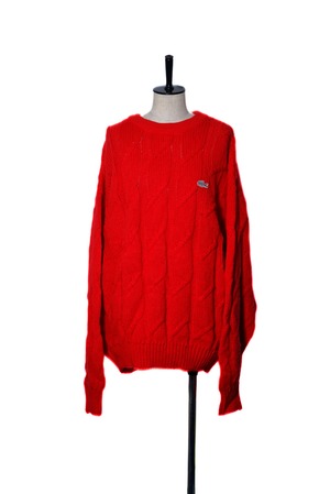 1970's LACOSTE one point logo fisherman knit sweater