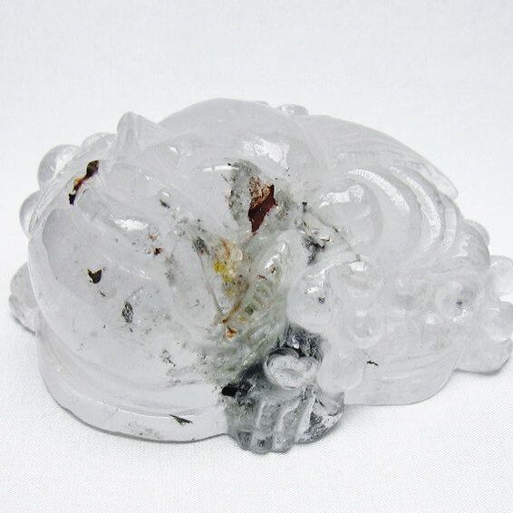 1Kg 水晶 手彫り-卓上置物-キンセン-金蟾 ガーデンクォーツ 一点物 154-113