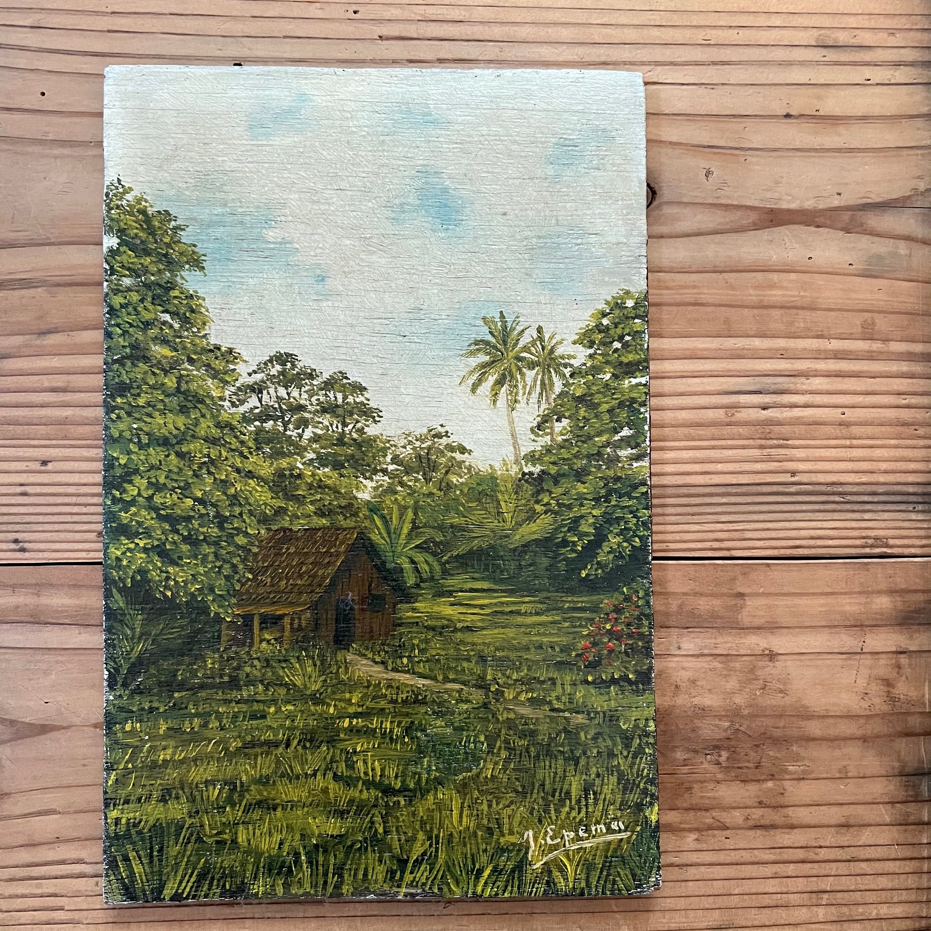 森の中の家の絵