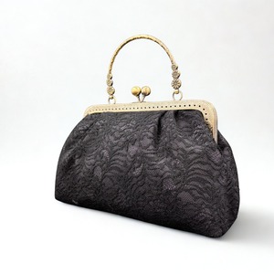 レースがま口バッグ　黒