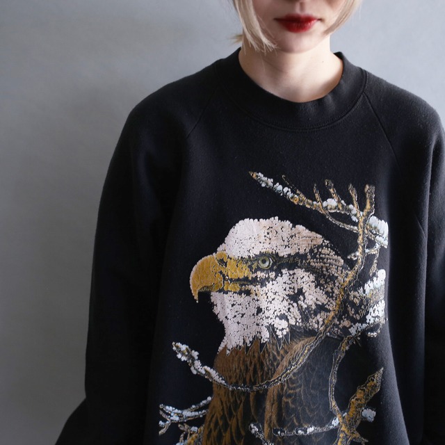 eagle print over size loose sweat