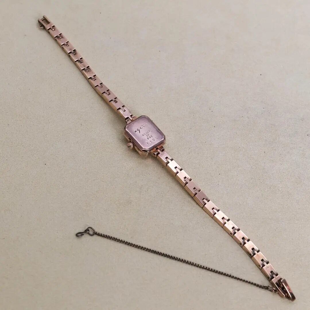 電池交換済み】agete アガット 腕時計 スクエア ピンクゴールド