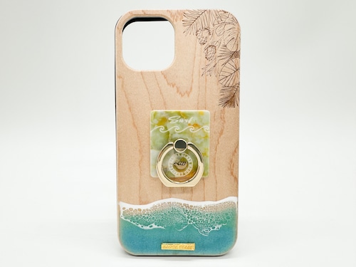 Hang loose/wood×resin mint bluewave case(maple)