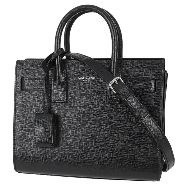 Used SAINT LAURENT サンローラン サックドジュール ナノ グレインレザー ブラック 392035 2WAY ショルダーバッグ ハンドバッグ 超美品