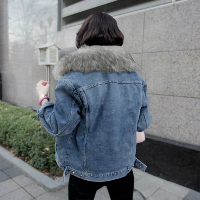 デニムジャケット カジュアル ファー もこもこ リッチファー 高見え G