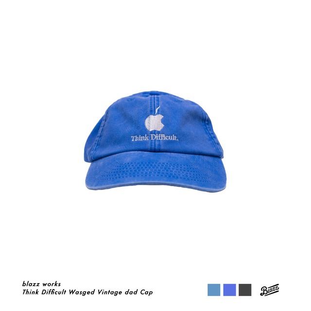 Think Difficult Wasged Vintage dad Cap [Blue]