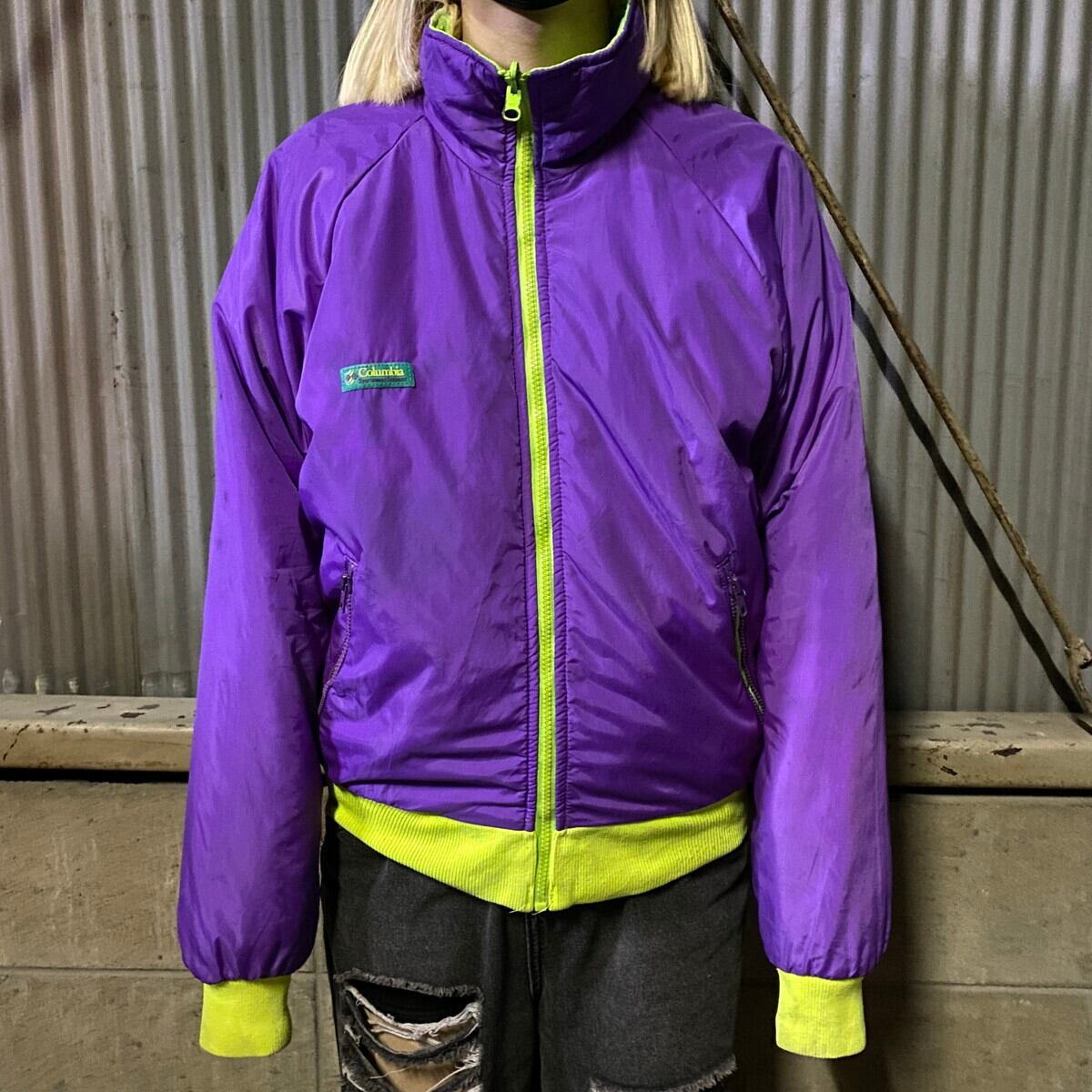 汚れあり 80年代 Columbia コロンビア リバーシブル 中綿 ナイロン