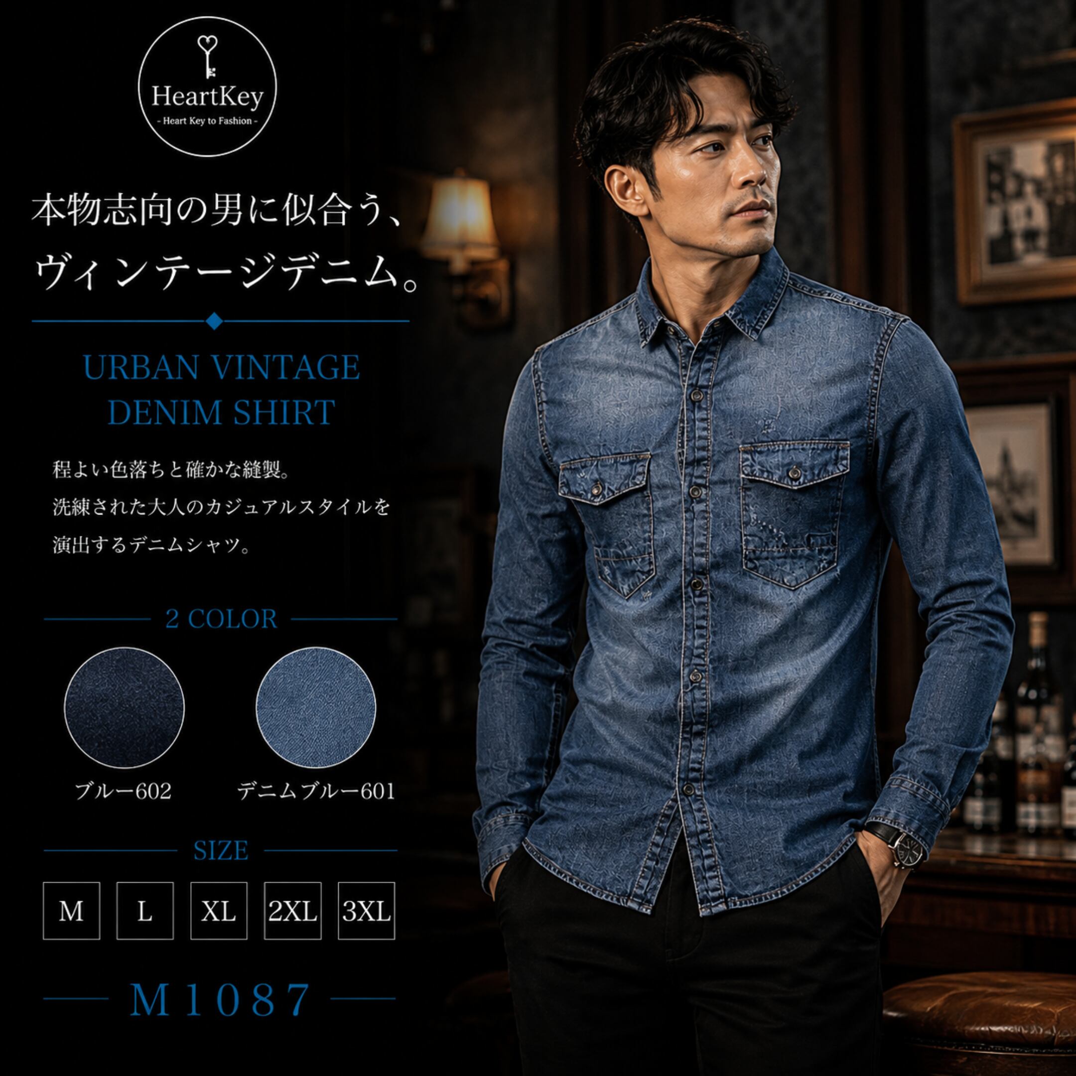 アーバンヴィンテージデニムシャツ M1087