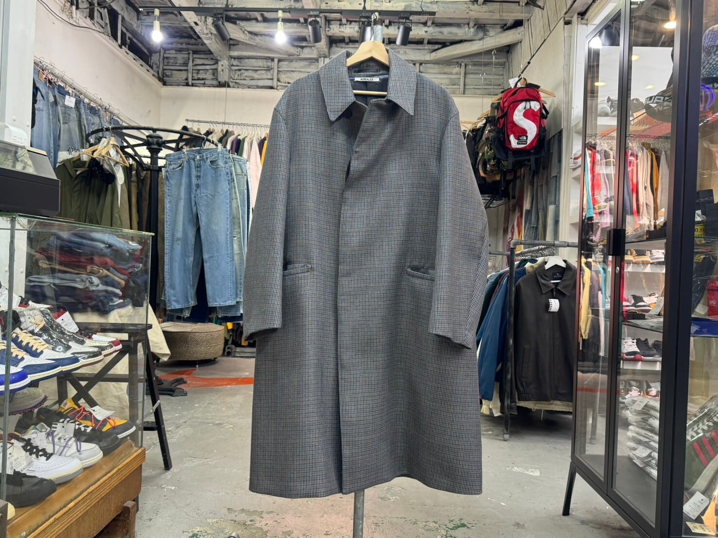 AURALEE DOUBLE FACE CHECK LONG COAT GREY 4 A8AC01BN 85776 | BRAND  