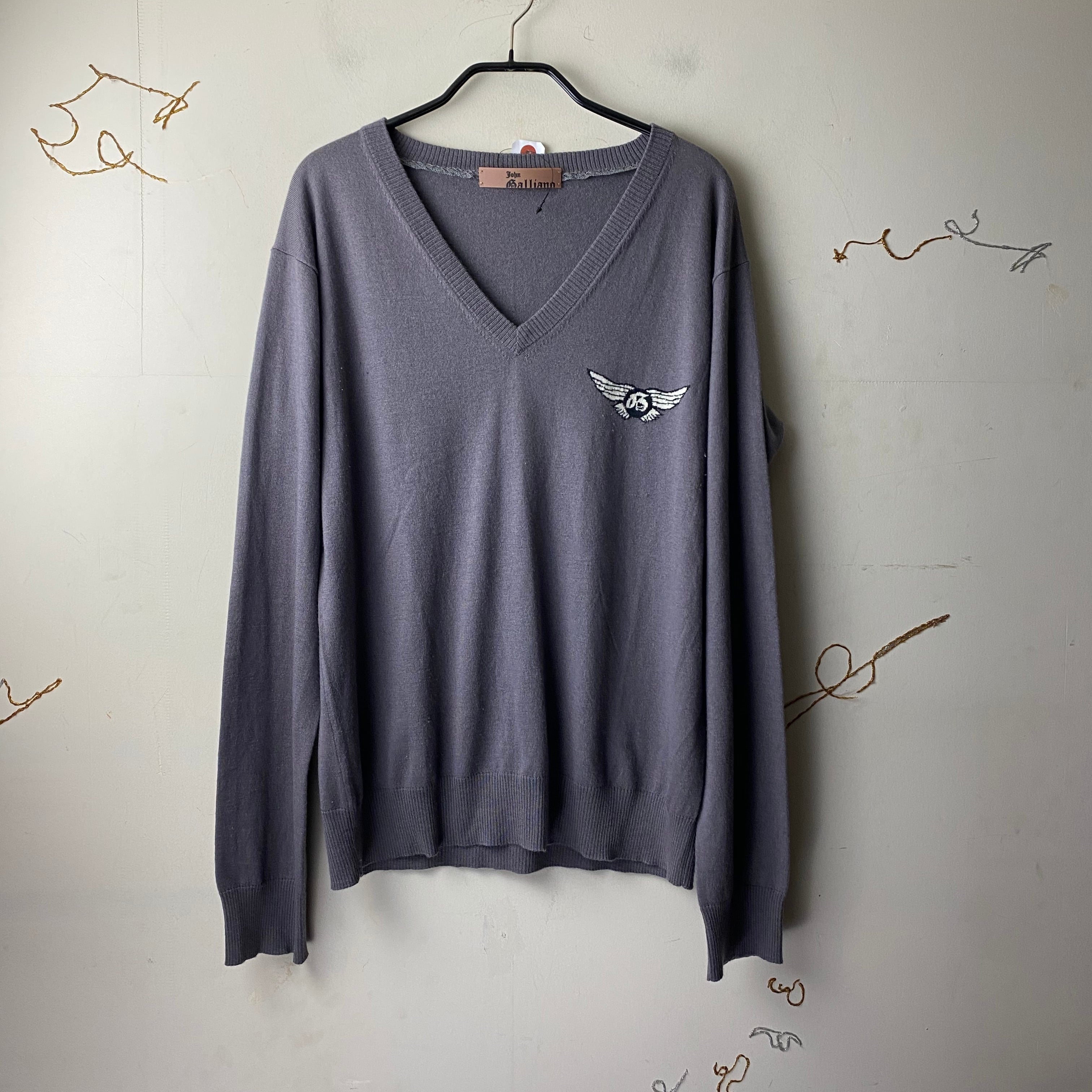JOHN GALLIANO cashmere×silk v-neck sweater | NOIR ONLINE