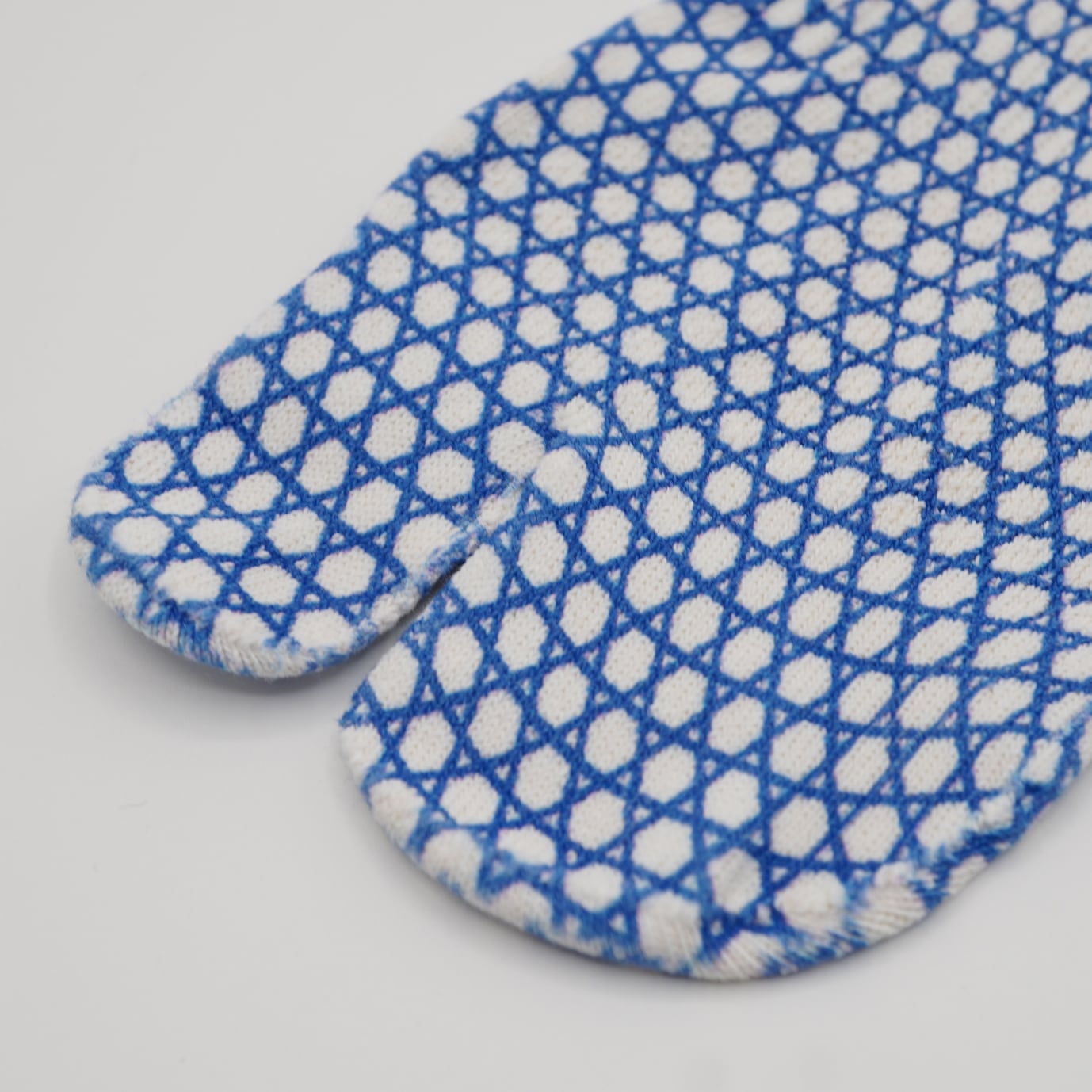 籠目柄 青 足袋和紙プリントソックス レギュラー丈