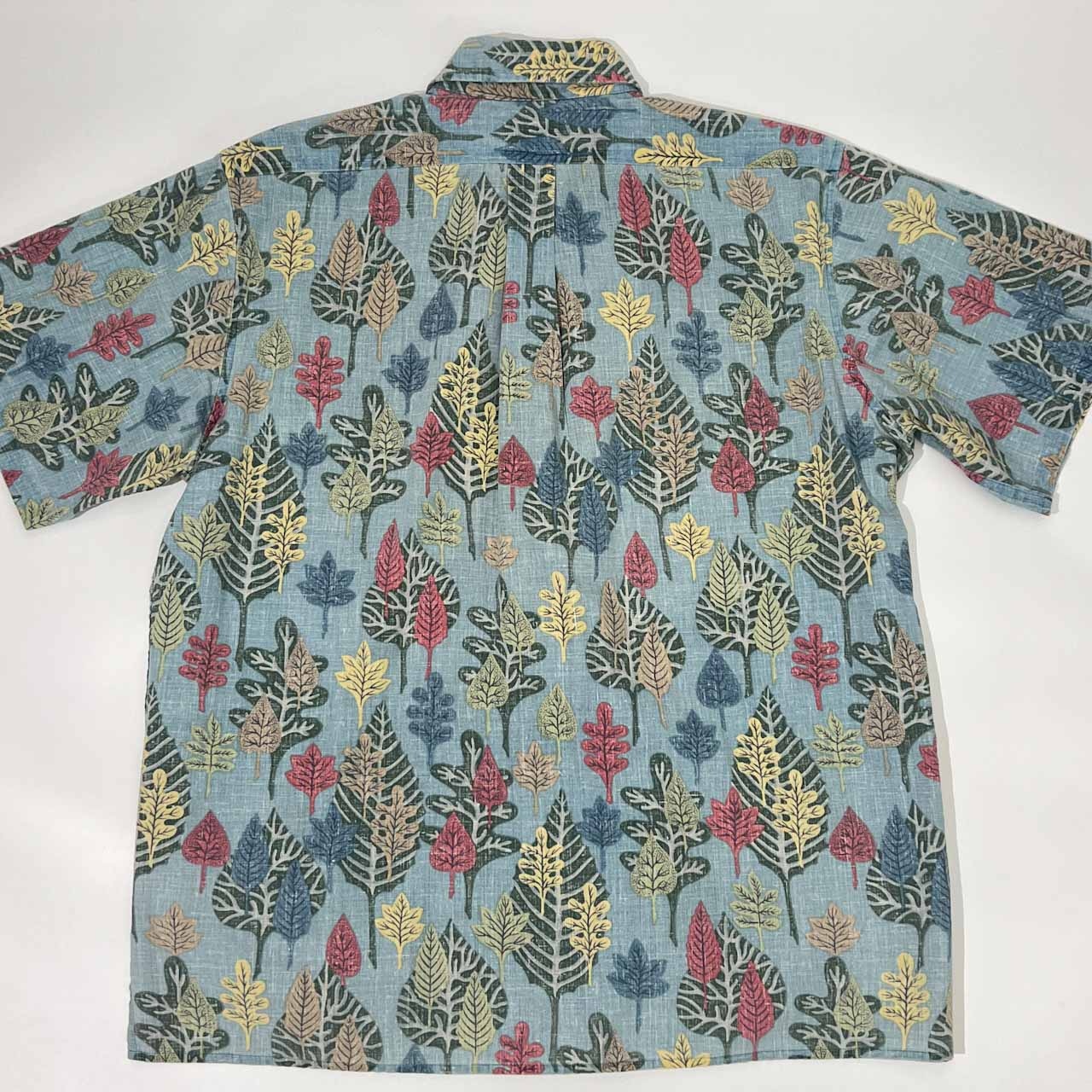 90s ビキニタグ reyn spooner ハワイ製 レインスプーナー ボタニカル 半袖 アロハシャツ L/ブルー系 メンズ ビンテージ