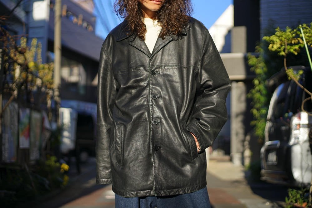 ジャケット・アウター vintage 90s D'URBAN leather half coat Comme Des Garcons HOMME Leather Jacket Coat Brown Japan Size M 90s