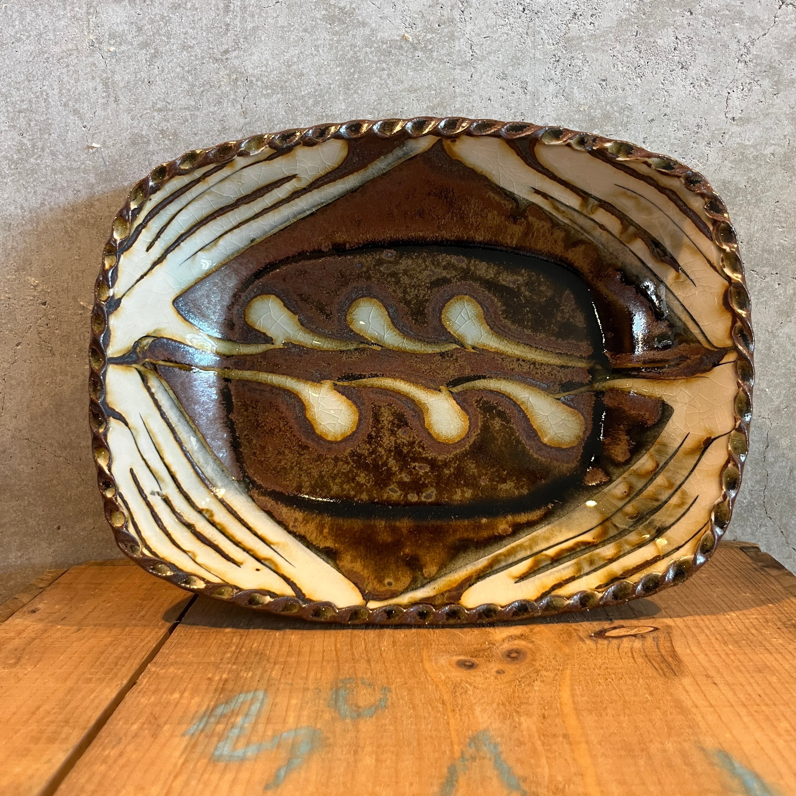 小代焼ふもと窯 スリップウエア 長方鉢 | タシュロン｜器と生活の道具