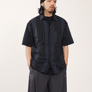 パネルミックス・ストライプ チェックシャツ A2160