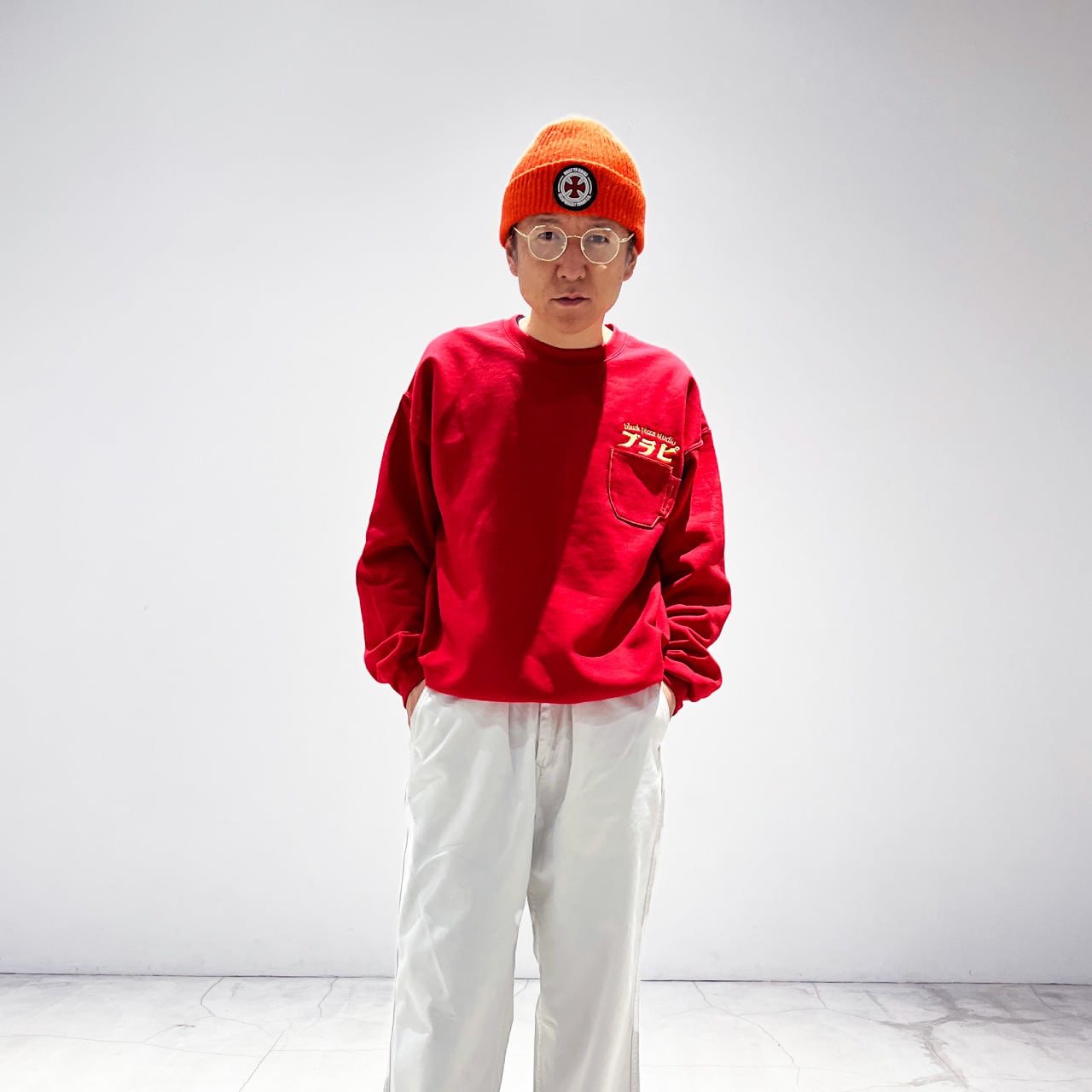 ブラピ EMBROIDERY POCKET CREW NECK SWEAT (4色) | blank pizza studio