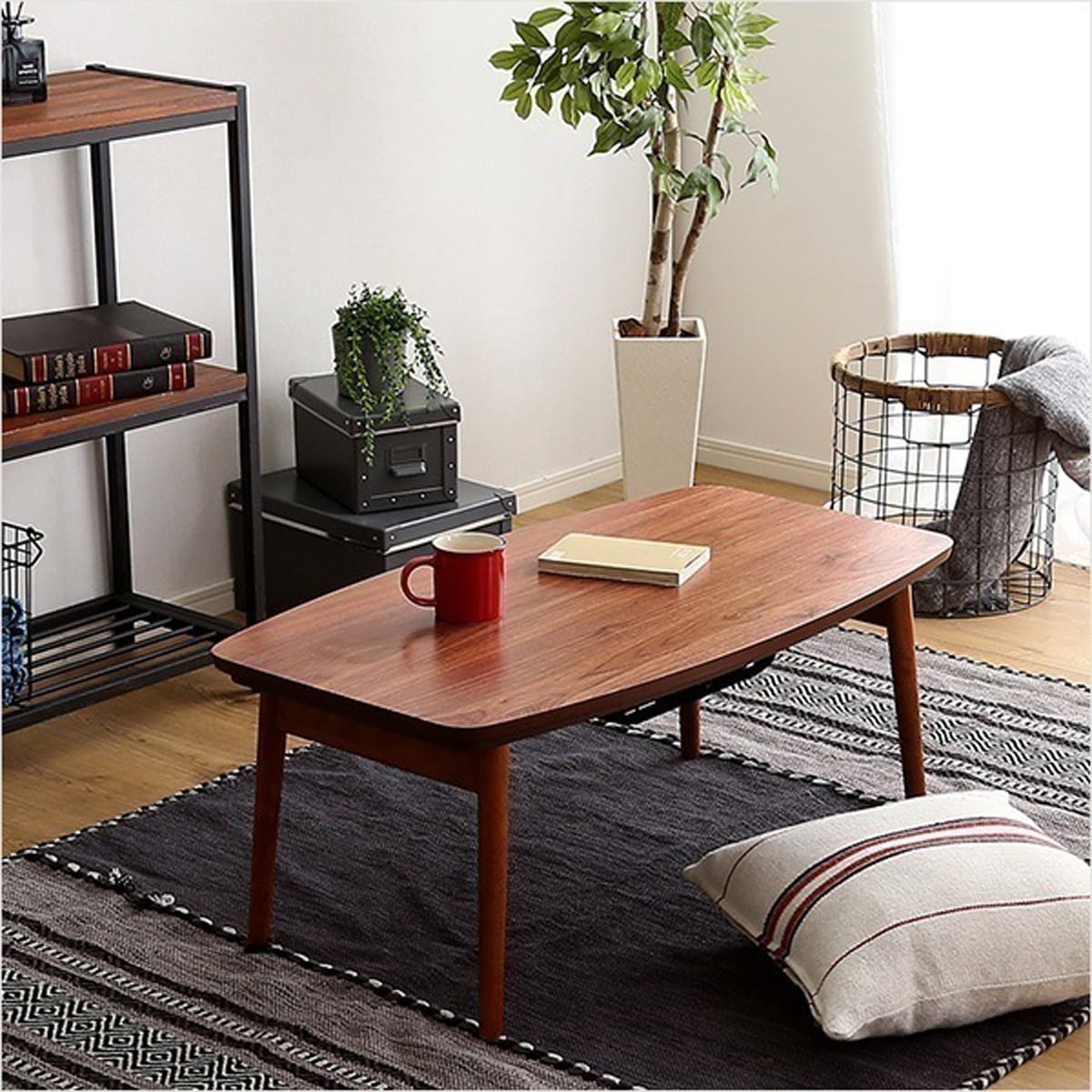 900mm×450mm】アカシア無垢集成材折りたたみローテーブル | Pay ID