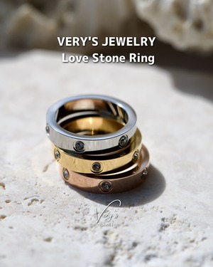 Zirconia Love Ring 4mm 316L【Very's Jewelry】