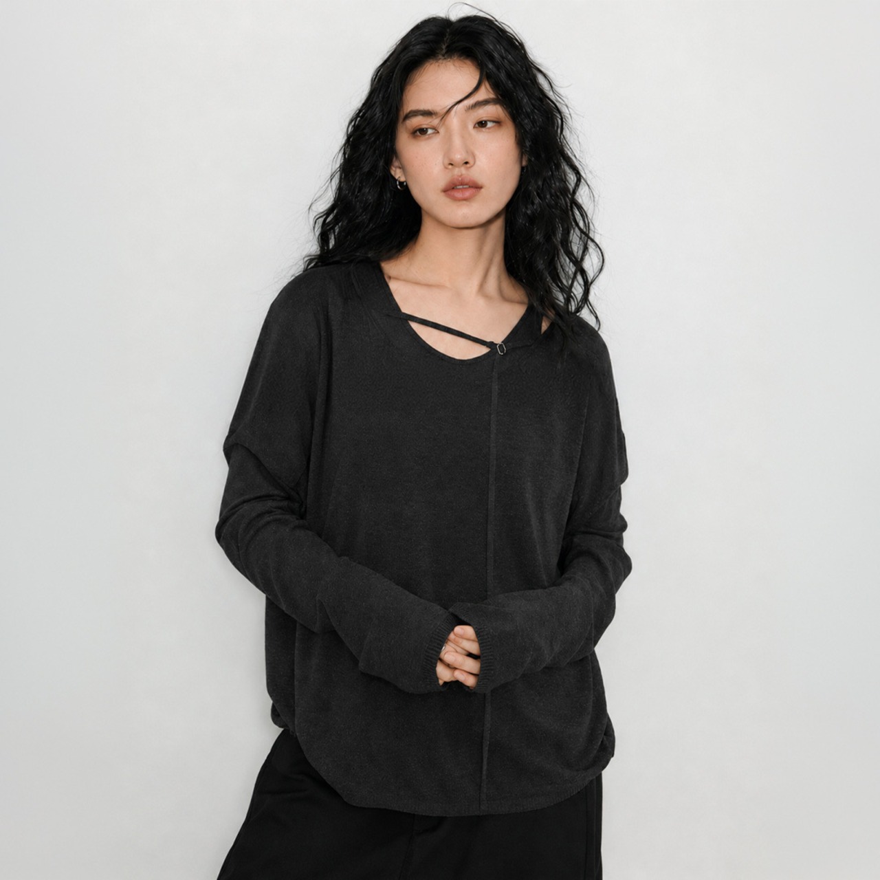 Sheer layered knit top A00081