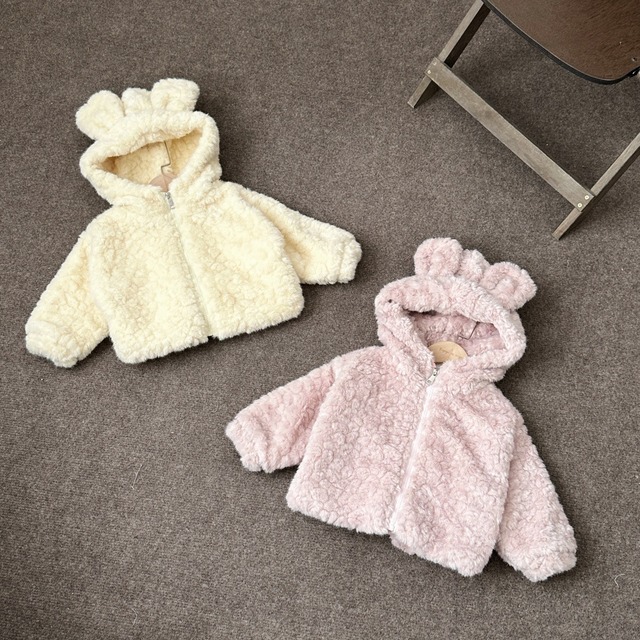 【BABY&KID】フード付きボア無地ジャケット