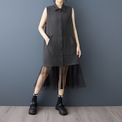 パッチポケット チュール ワンピース  30292