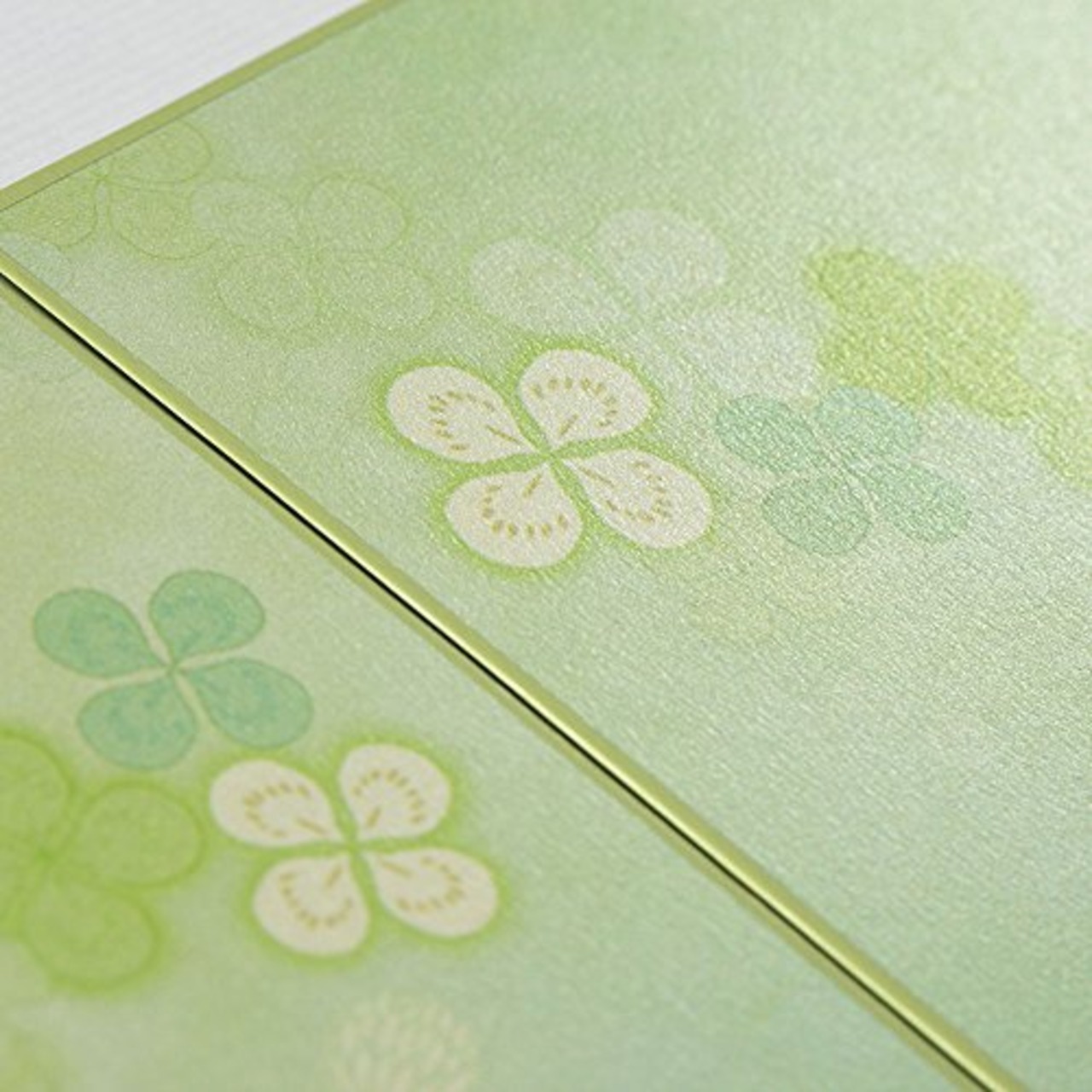 ミドリ 色紙 カラー色紙 両開き リボン クローバー柄 33145006
