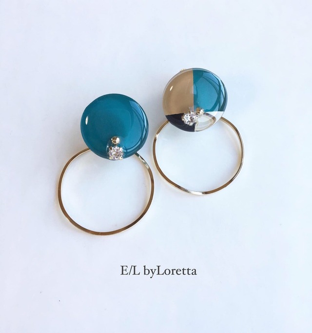 2way 3color hoop pierce/earring(Green)
