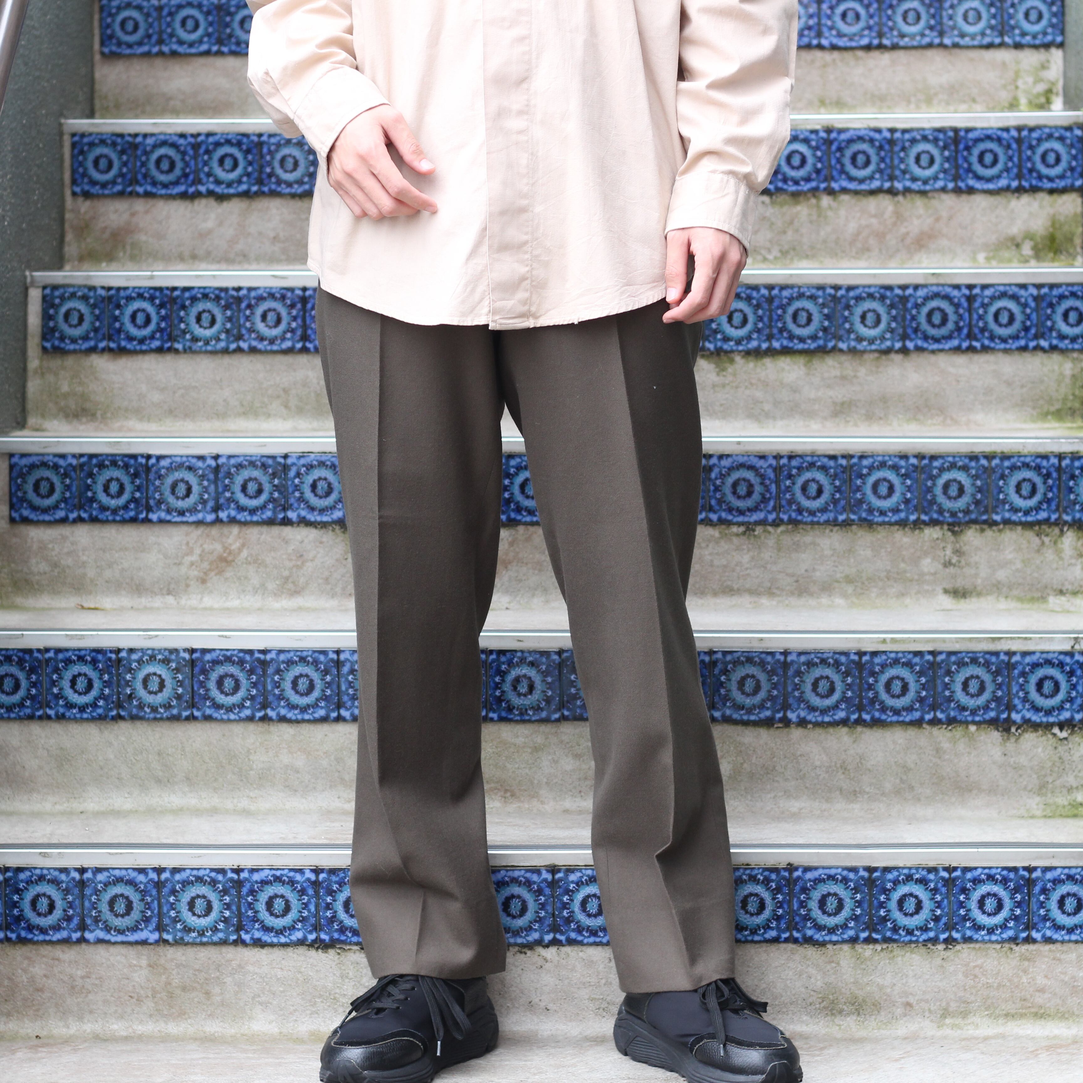 EU VINTAGE TUCK DESIGN WOOL SLACKS PANTS/ヨーロッパ古着タック