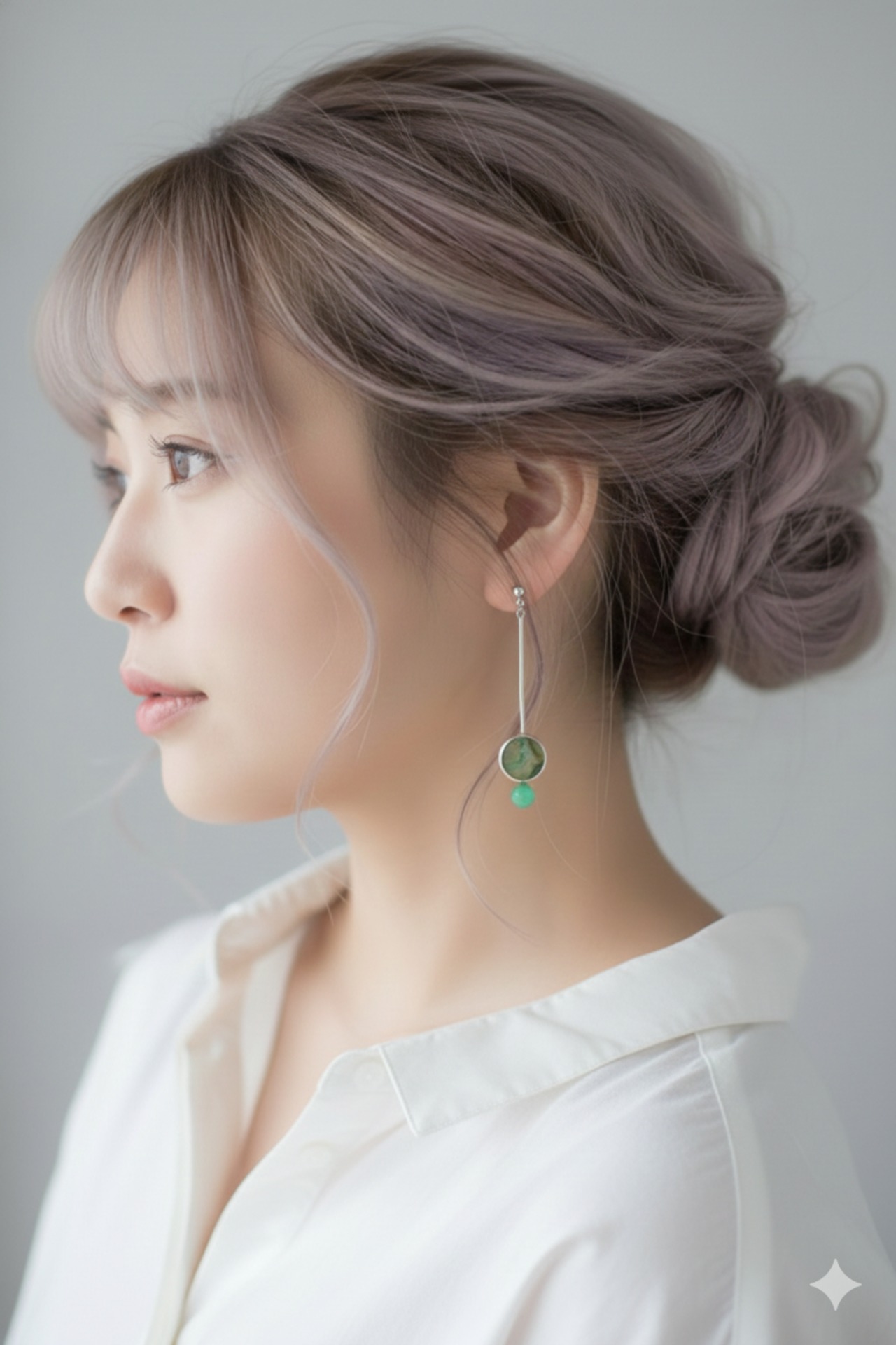 レース瑪瑙とクリソプレーズのピアス　