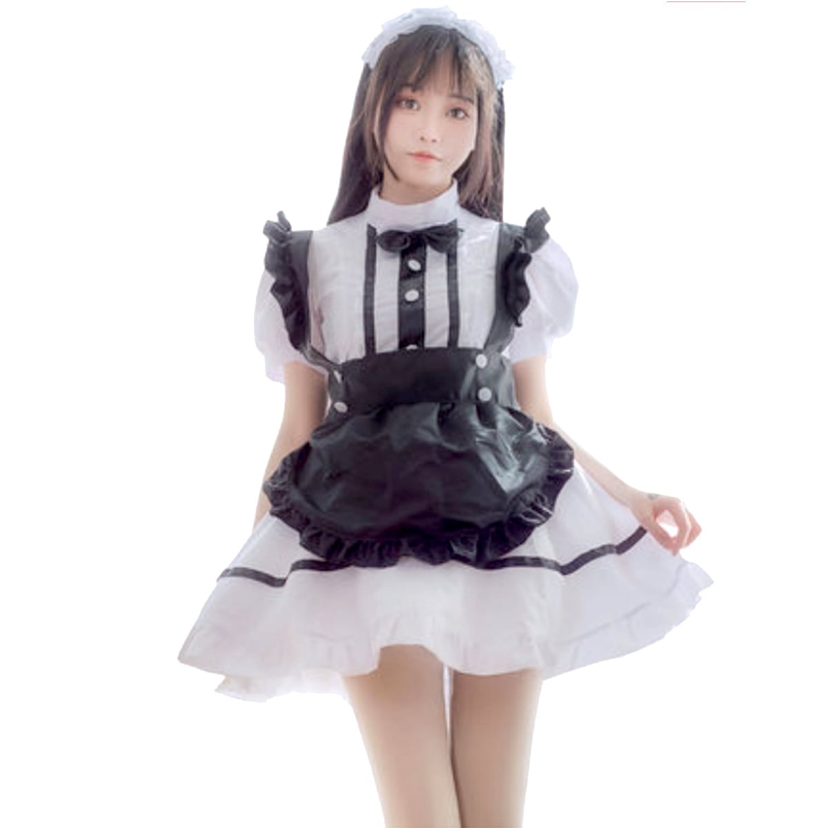 メイド服 コスプレ ５点セット エプロン ワンピース カチューシャ