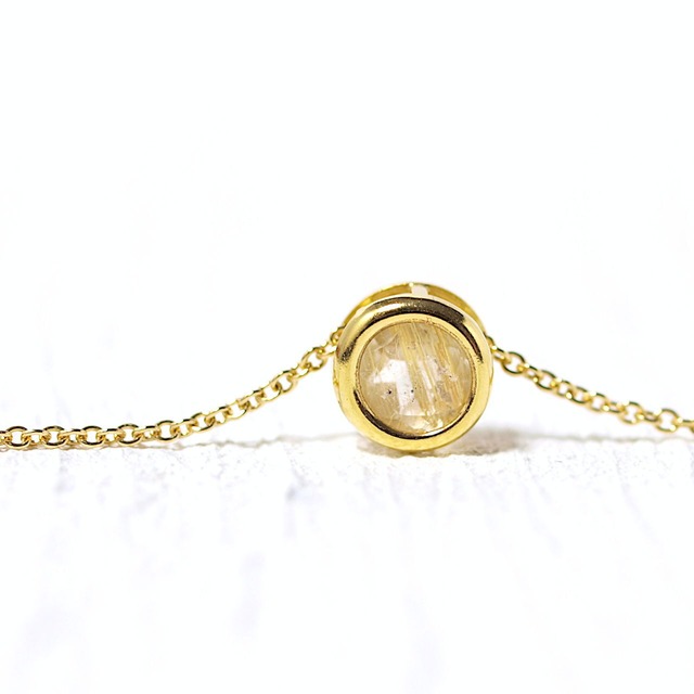 【一点物】ルチルクォーツK14GFベゼルネックレスNo.1