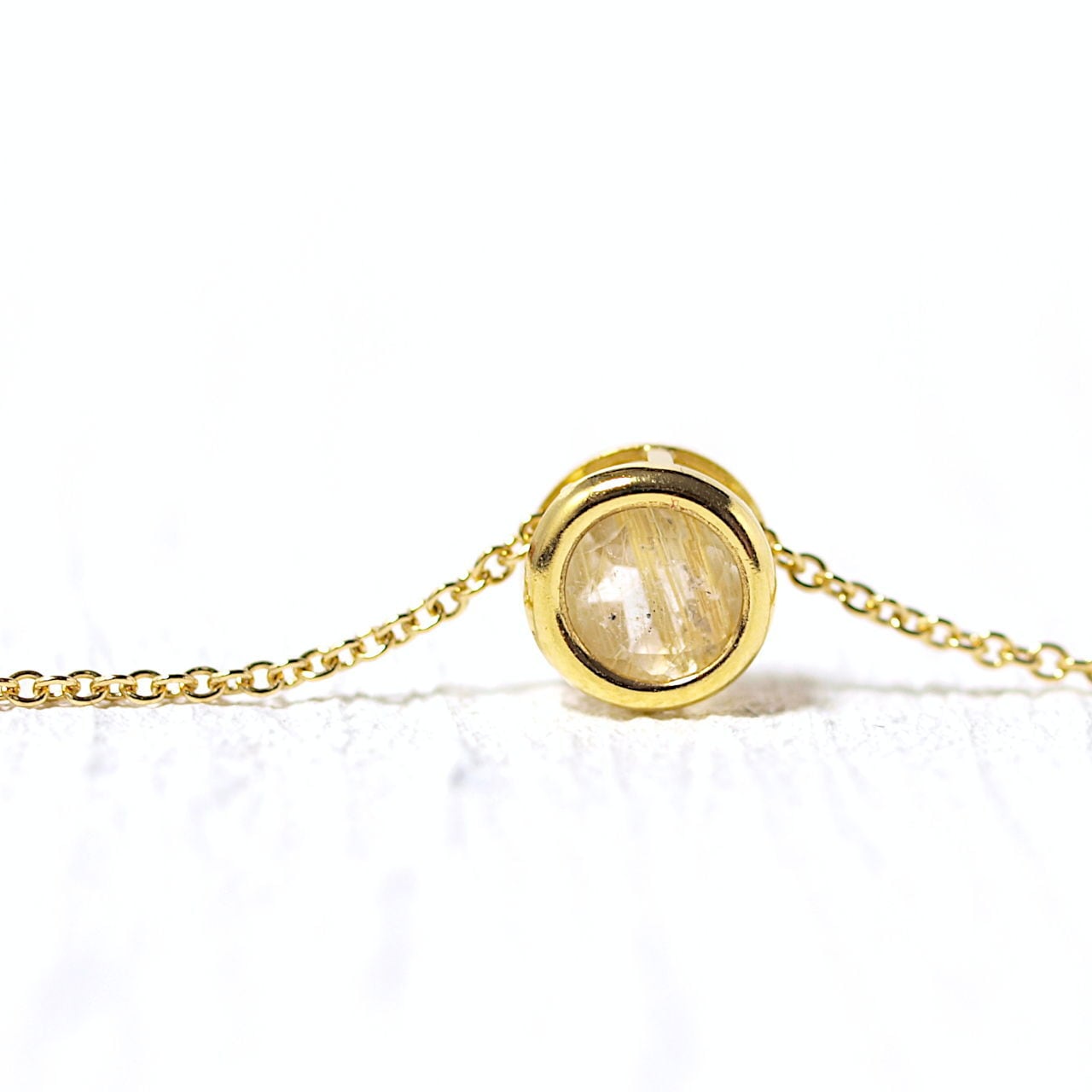 【一点物】ルチルクォーツK14GFベゼルネックレスNo.1