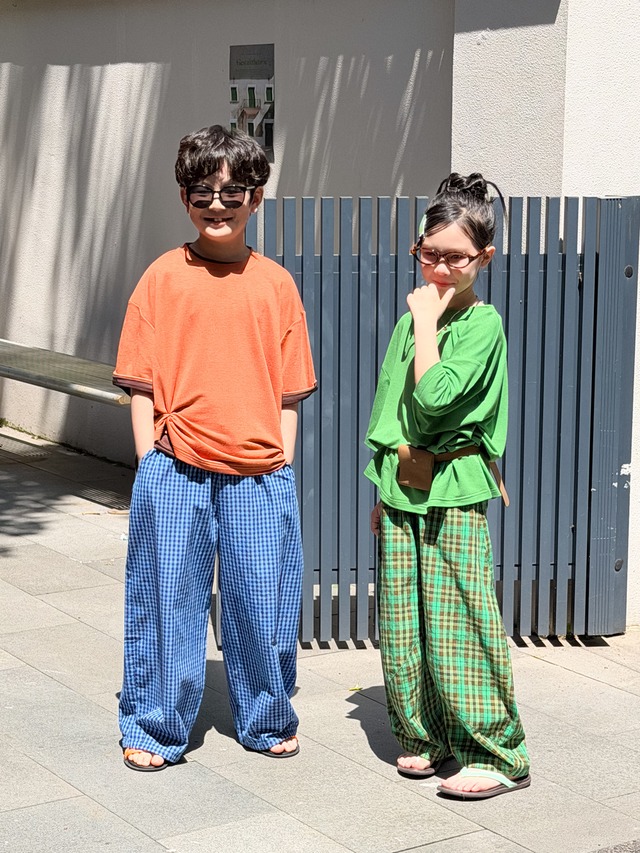 【KID】ポーカーフェイスチェックワイドロングパンツ - 12