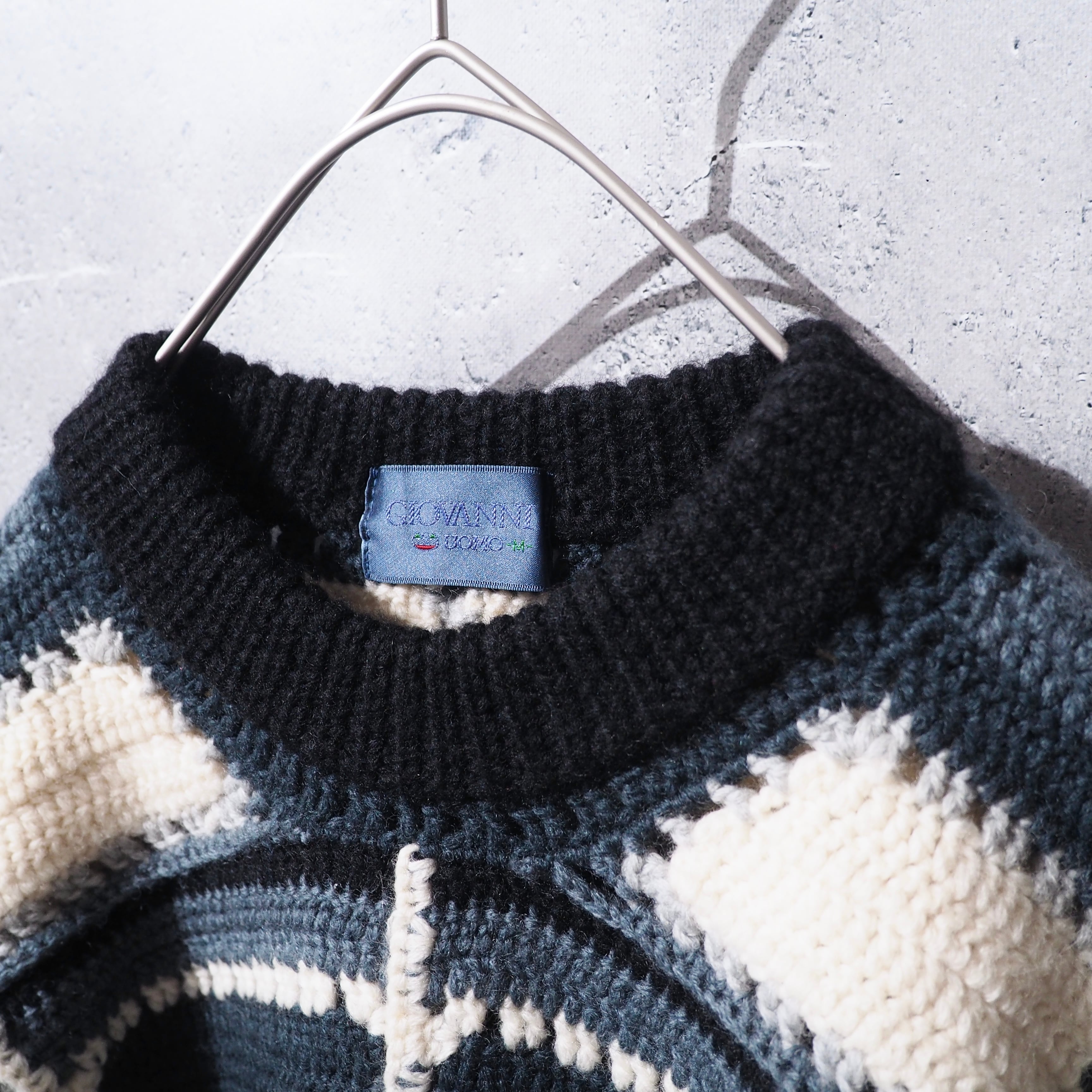1990s " GIOVANUOMO " Spider web pattern vintage loose hand knit
