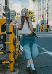 VINTAGE-LIKE DENIM HALF PANTS HK-020