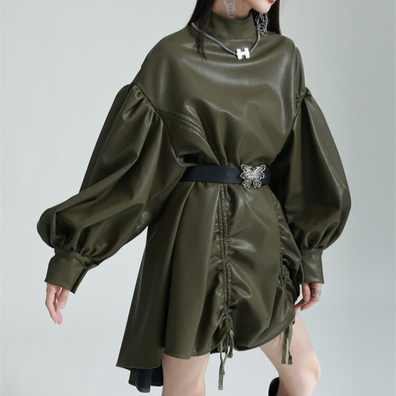 Leather Drawstring Dress / レザー ドローストリング ワンピース