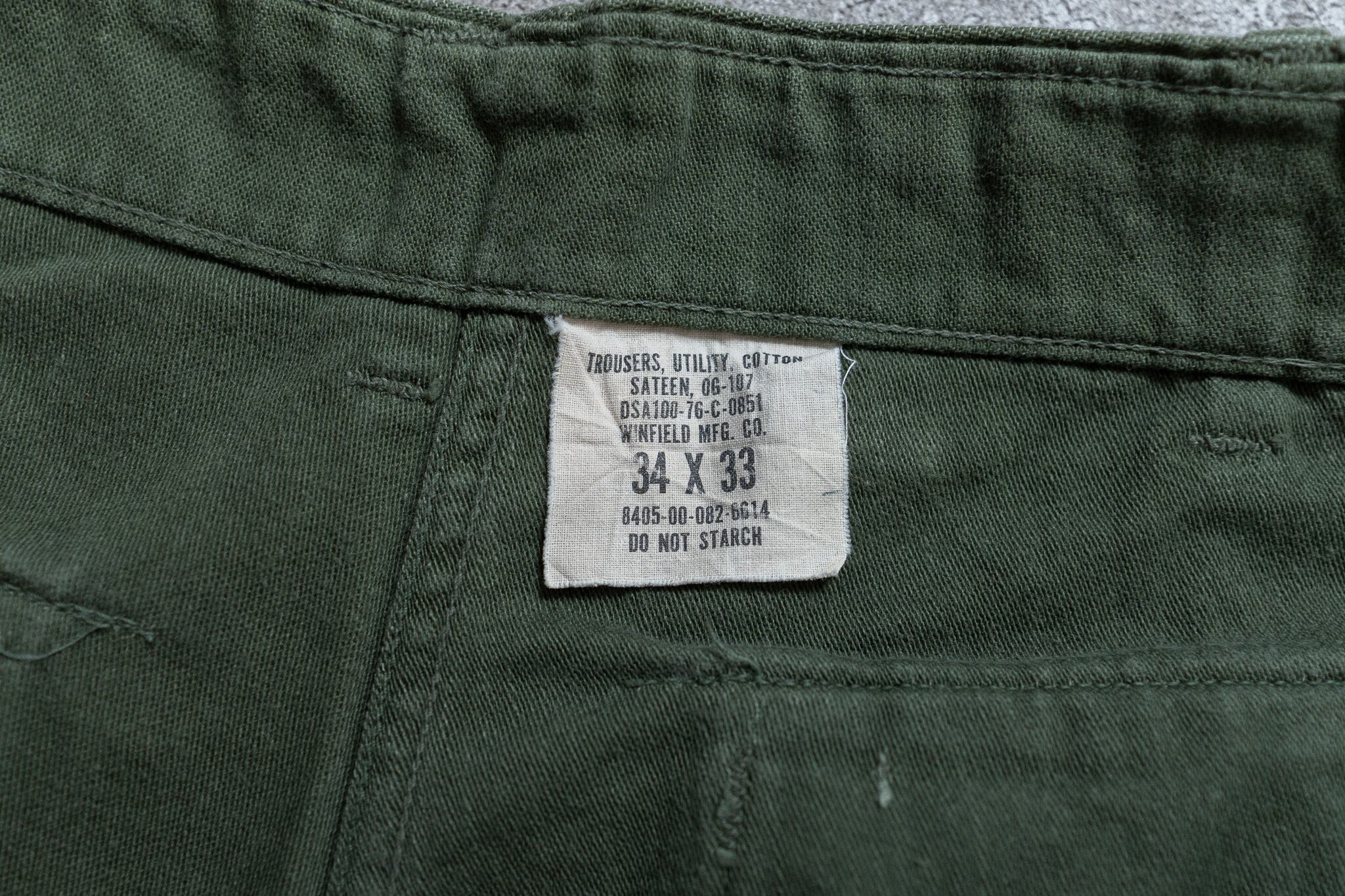 34×33】U.S.Army Utility Trousers OG-107 実物 米軍 ベイカーパンツ