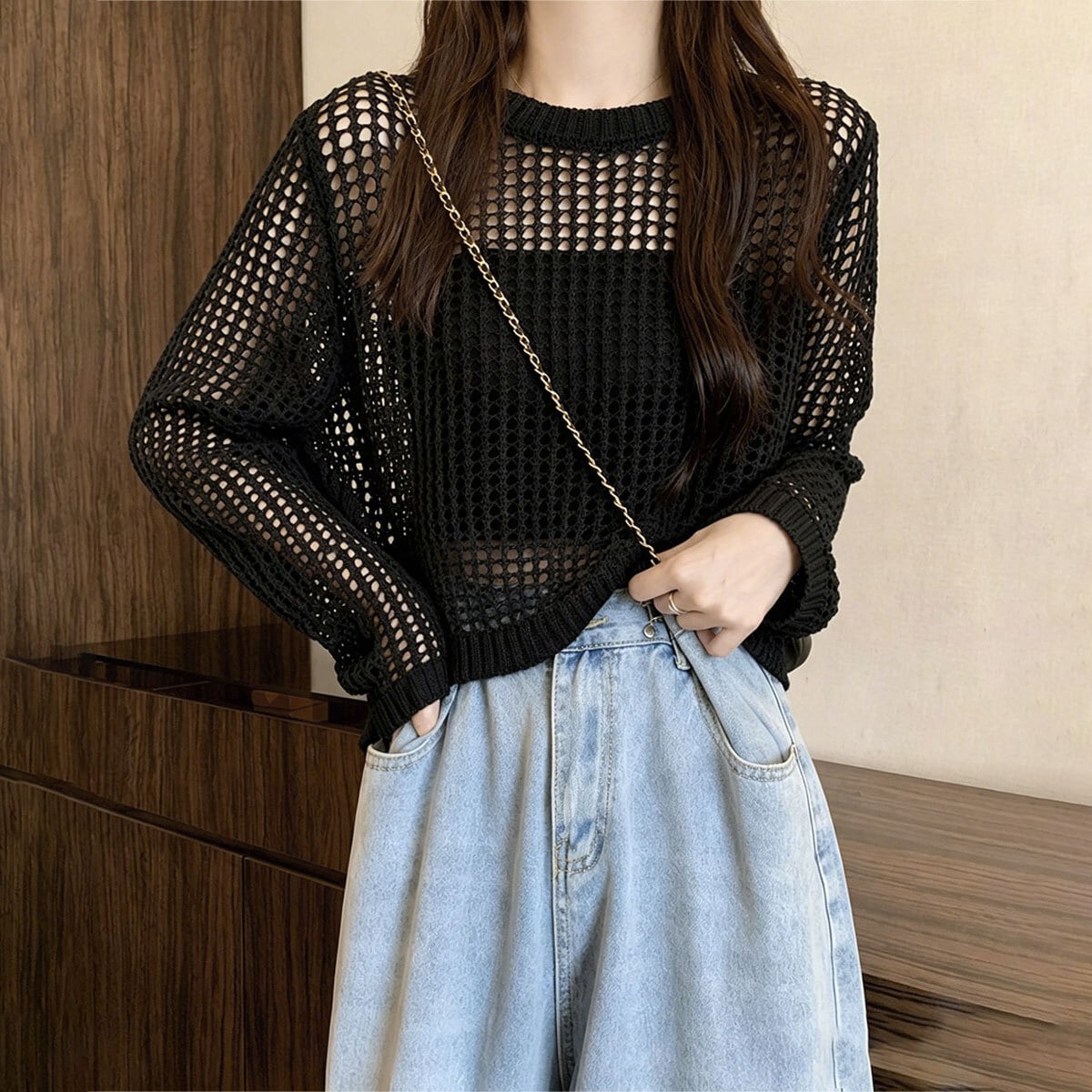 メッシュ ニット 透かし編み レディース 春夏 韓国 重ね着 透け感 きれいめ 大人 カジュアル 抜け感 フェミニン 軽やか 涼し気 ゆったり 大人可愛い 大人女子