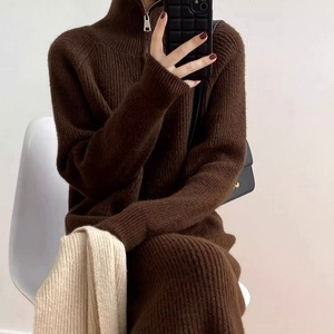 ジッパー ニット ロング ワンピース 10351