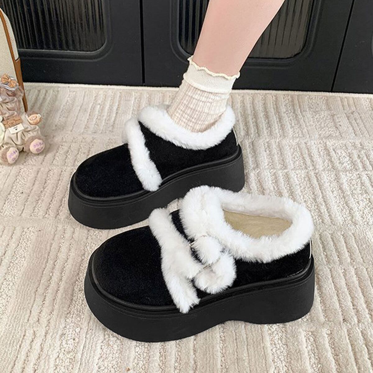 ムートン シューズ 厚底 もこもこ ふわふわ レディース 秋冬 韓国 暖かい 裏起毛 大人 かわいい きれいめ ファーブーツ ショートブーツ フェミニン ガーリー 大人可愛い 大人女子