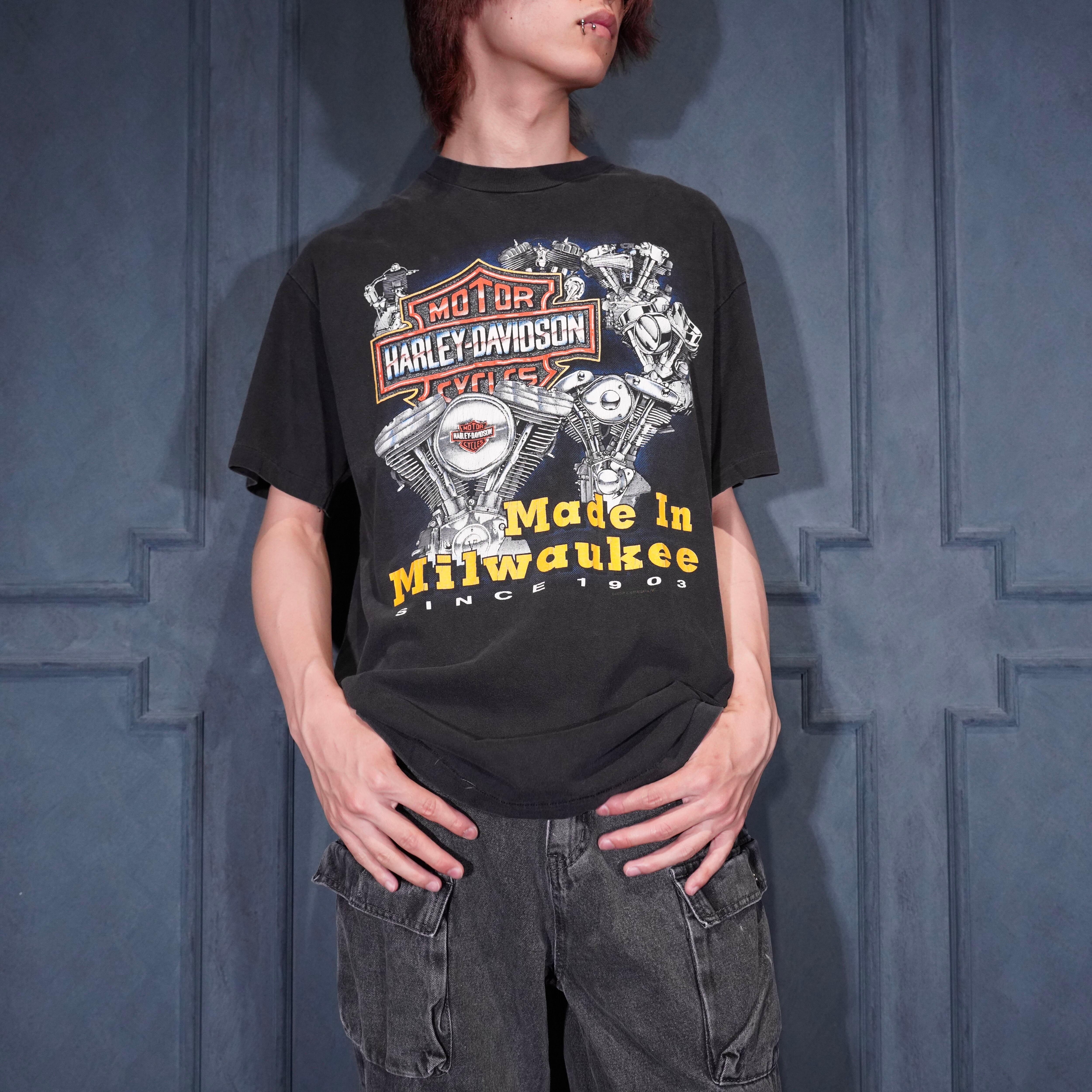 90's USA VINTAGE HARLEY DAVIDSON Made In Milwaukee DOUBLE SIDED