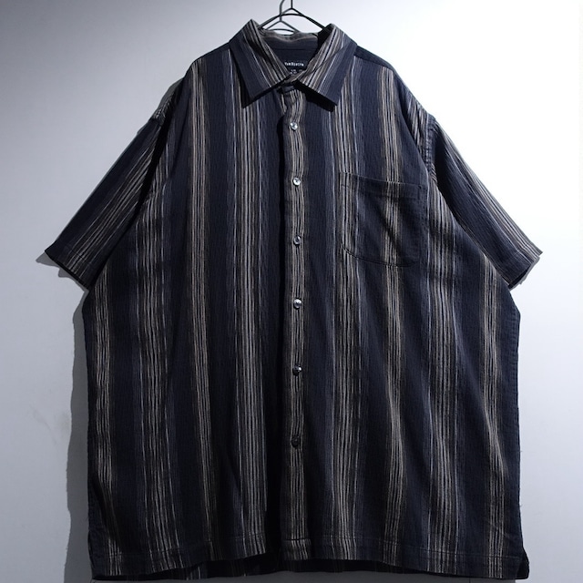 "VAN HEUSEN" Black Multi Stripe S/S Shirt