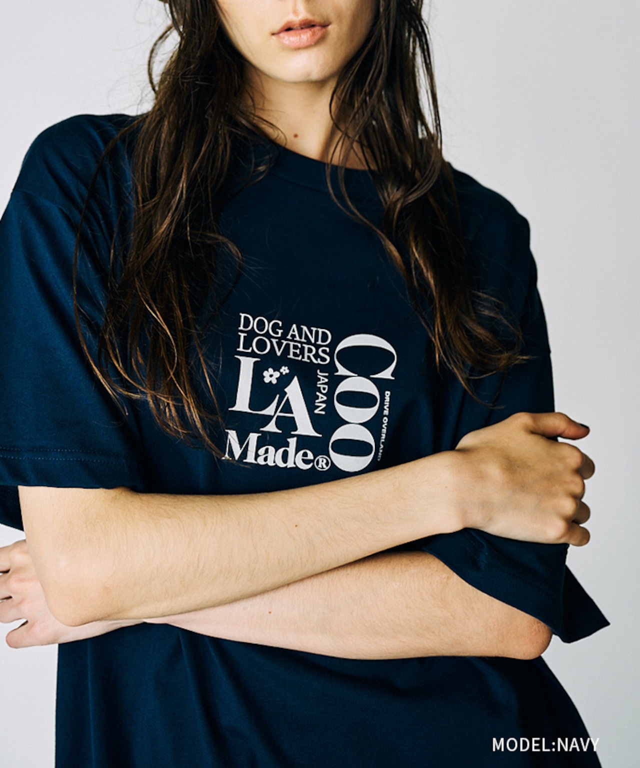 Dog & LOVERS プリントルーズTシャツ (NAVY) CQ-49012