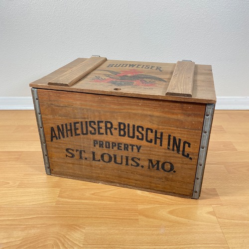 #1100 ビンテージ 木箱 BUDWEISER バドワイザー ウッドボックス 蓋付き 収納ケース