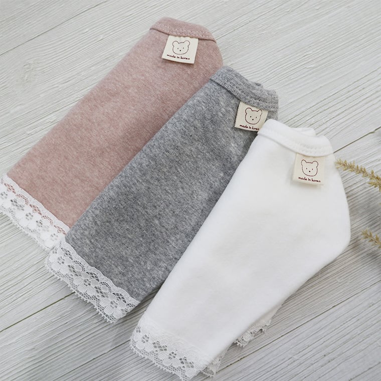 mellow lace t-shirt S ~ XL 3color  /  犬服 秋冬 Tシャツ 重ね着 長袖 部屋着 抜け毛対策 無地 シンプル ストレッチ 可愛い 犬の服 ドッグウェア 小型犬 中型犬