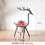 多肉植物　フェイクグリーン　造花　アートフラワー　ブラック　鉄　ガラス　黒　ヘラジカ　赤　レッド　装飾　花瓶　おしゃれ　パーティー　リビングルーム　ベットルーム　男性　女性　ユニセックス　動物　北欧　おしゃれ